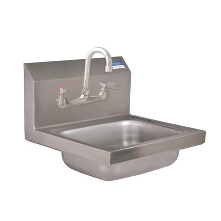 Bk Resources Hand Sink Stainless Steel W/ Faucet, 2 Holes, 8" OC, 14 in x10 in x5 in BKHS-W-1410-8-P-G